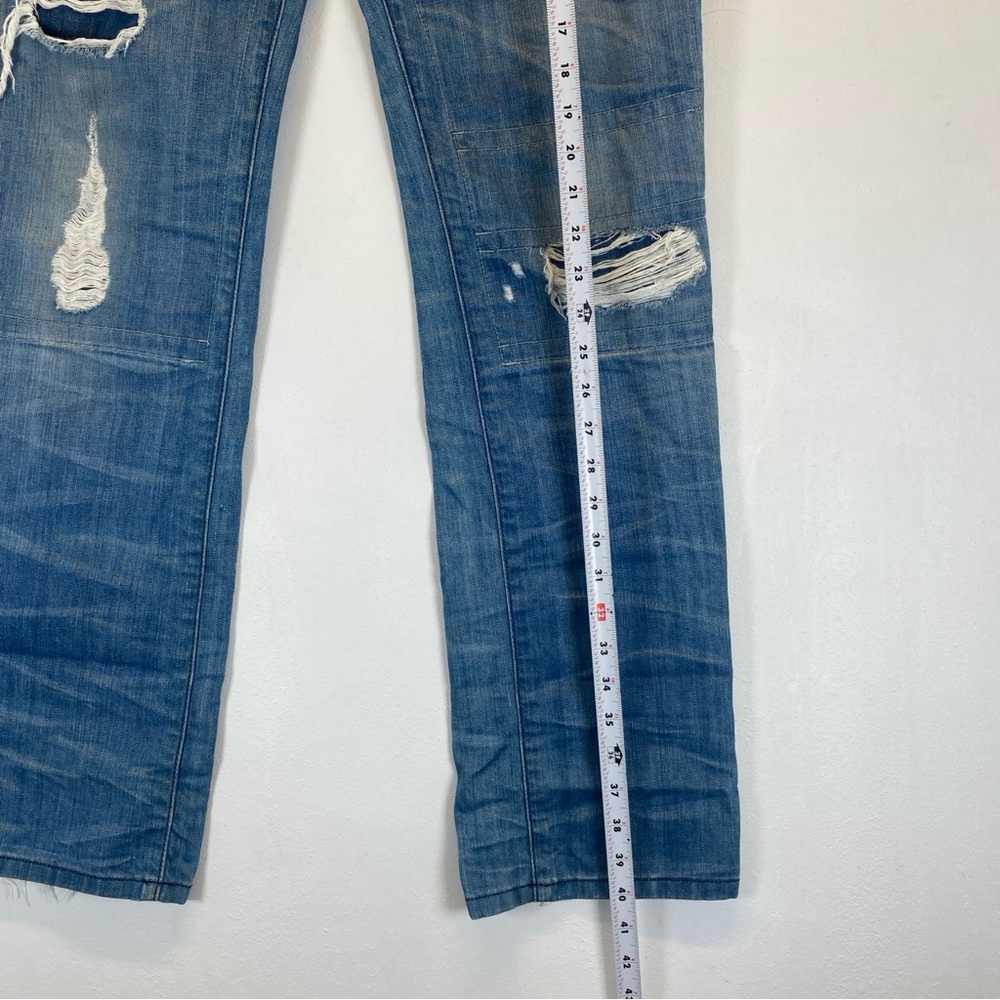 Robin's Boyfriend Jean Light Blue Distressed Straight Leg Jeans Size 26 Studded - Picture 11 of 16